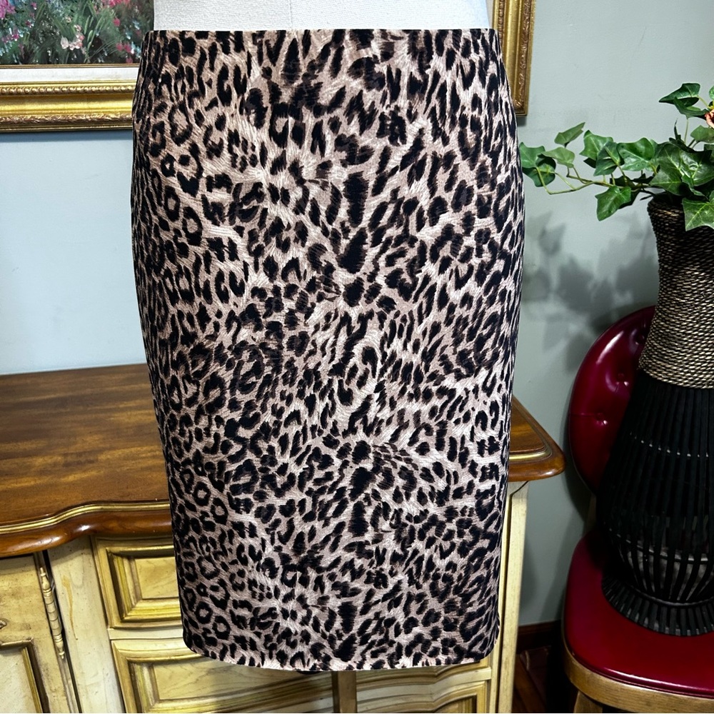 Vince Camuto Black Brown & Tan Leopard Print Skirt NEW NWT